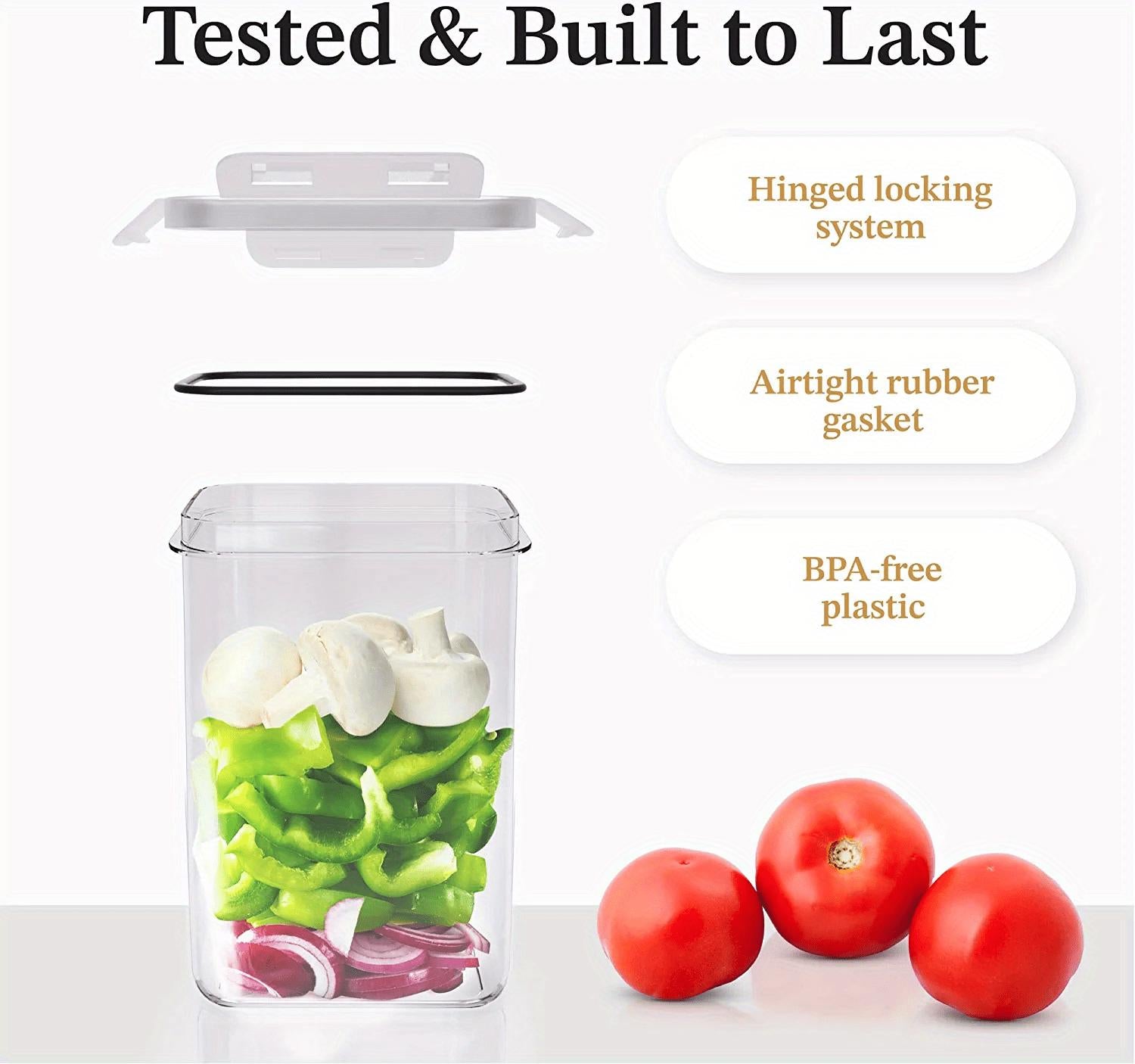 9-Piece Airtight Food StoraContainers Set: Keep Your Kitchen &amp; Pantry Organized &amp; BPA-Free! Includes Labels For Spaghetti, Cereal, Flour &amp; Oats.