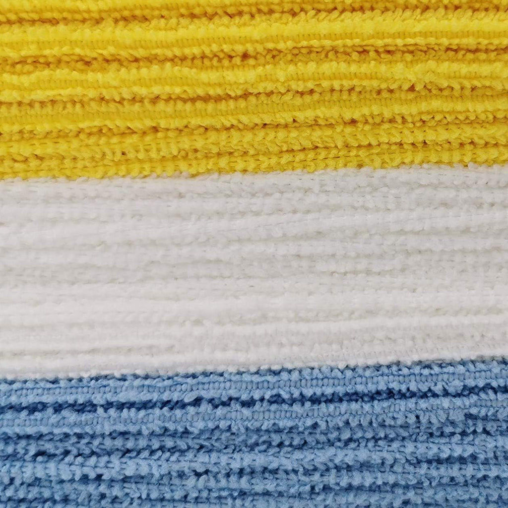 Amazon Basics Microfiber Cleaning Cloth, Non-Abrasive, Reusable and Washable, Pack of 24, Blue/White/Yellow, 16" x 12"