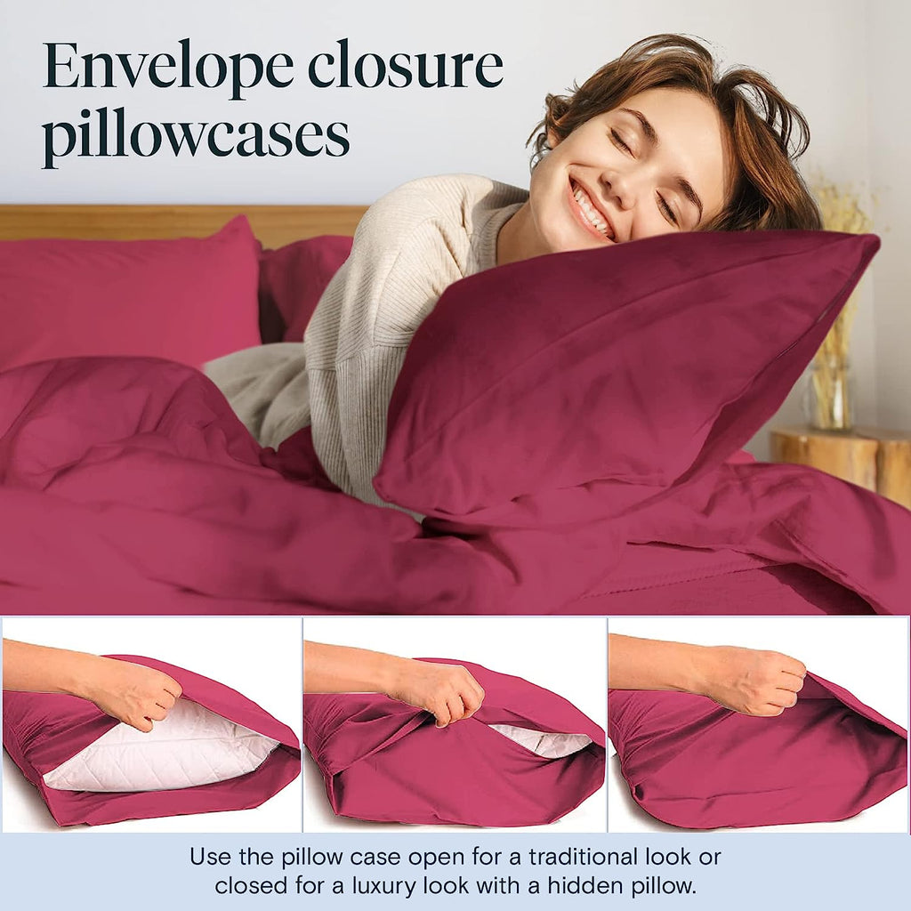 LuxClub 6 PC California King Size Sheet Set Bamboo Sheets Deep Pockets 18" Eco Friendly Wrinkle Free Cooling Sheets Machine Washable Hotel Bedding Silky Soft - Burgundy California King