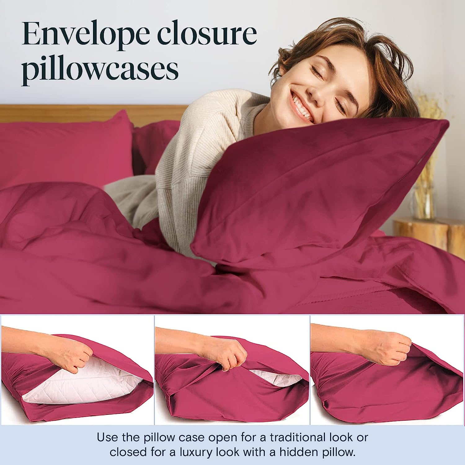 LuxClub 6 PC California King Size Sheet Set Bamboo Sheets Deep Pockets 18" Eco Friendly Wrinkle Free Cooling Sheets Machine Washable Hotel Bedding Silky Soft - Burgundy California King