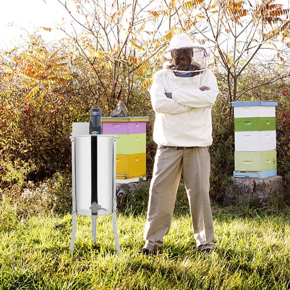 Electric 2 Frame Honey Extractor Separator,Food Grade  Steel Honeycomb Spinner Drum with Adjustable Height Stands,Beekeeping Pro Extraction Apiary CentrifuEquipment