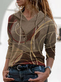 Bronzing Line Printing Casual Long-sleeved T-shirt