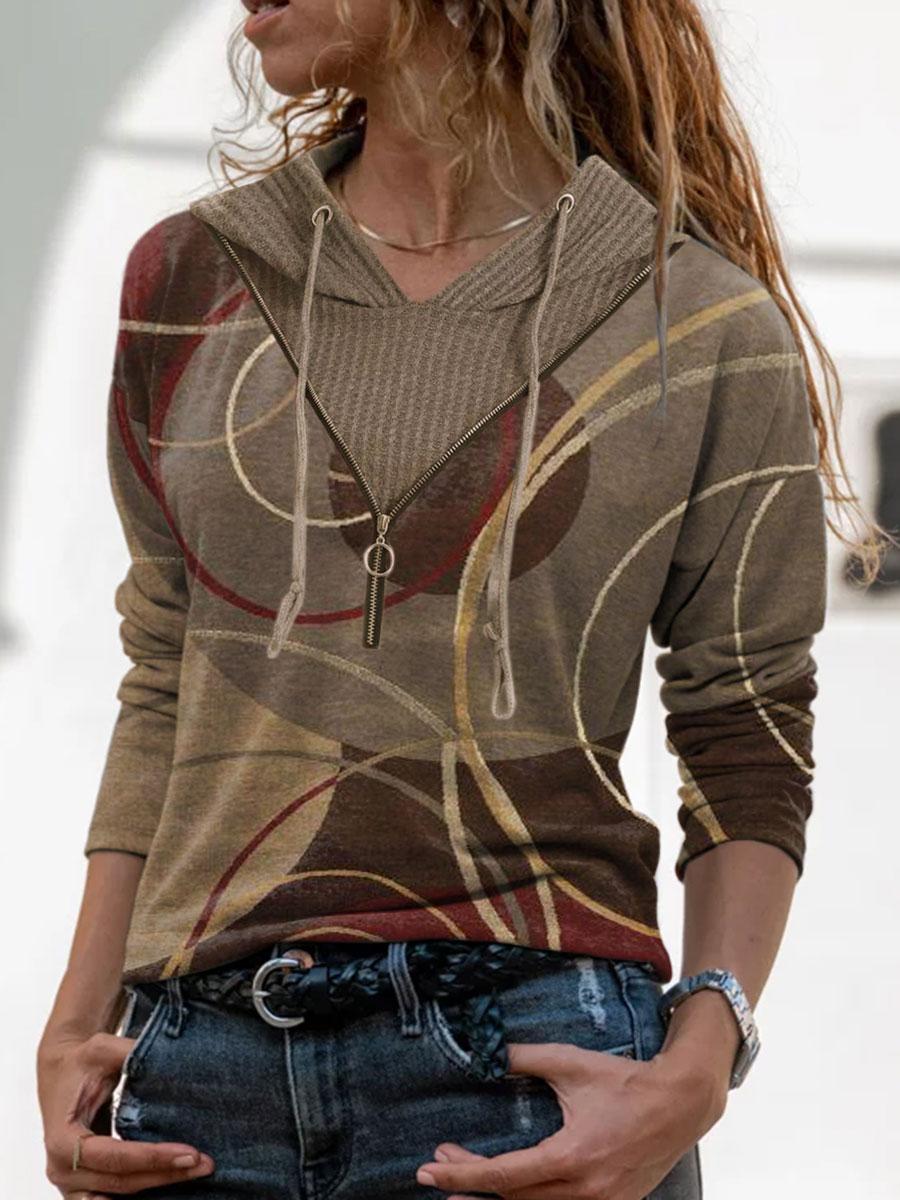 Bronzing Line Printing Casual Long-sleeved T-shirt