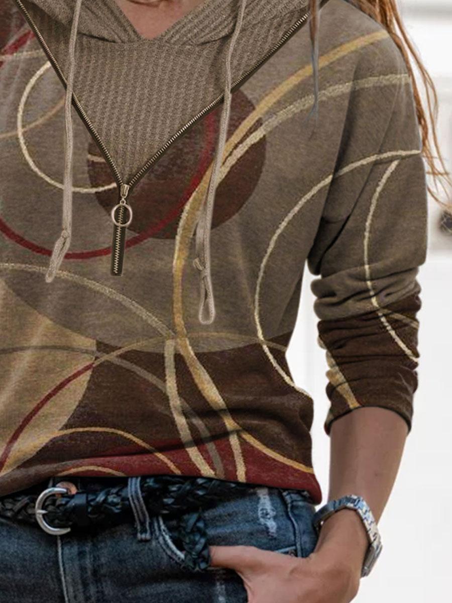 Bronzing Line Printing Casual Long-sleeved T-shirt