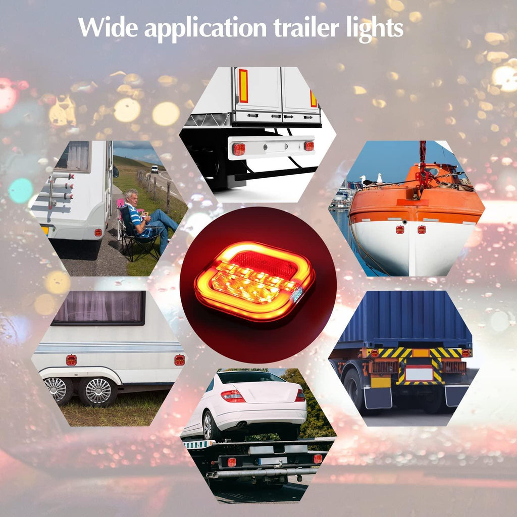 Wireless Trailer Lights for Towing, 2 Pcs Rechargeable LED Magnetic Tail Light Kit for Tow Truck, Waterproof Durable Tow Lights Kit for Boat Utility RV Camper Jet Ski Boats Caravan (4 Way Connector)