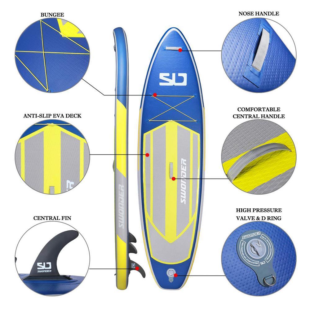 Classic 10 ft. 6 in. Glowworm Premium Inflatable Stand Up Paddle Board with Full SUP Accessories
