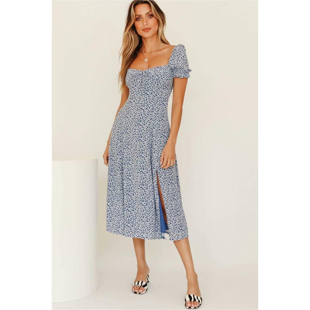 square collar midi dress
