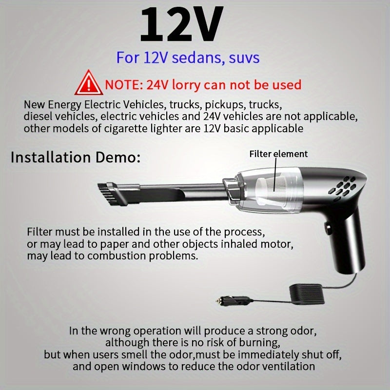 Car-mounted Vacuum Cleaner Super Suction High-power Car Hand-held Vacuum Cleaner With 12V Mini-home Interior