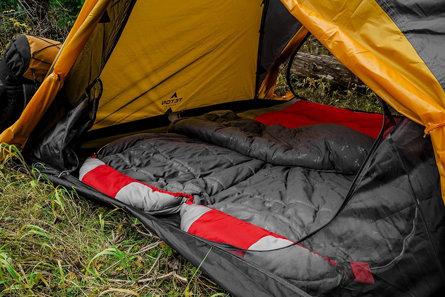 TSports Tracker Ultralight Double Sleeping Bag; Lightweight BackpacSleeping Bag for Hiand Camping Outdoors; Compression Sack Included; Never Roll Your Sleeping Bag Again