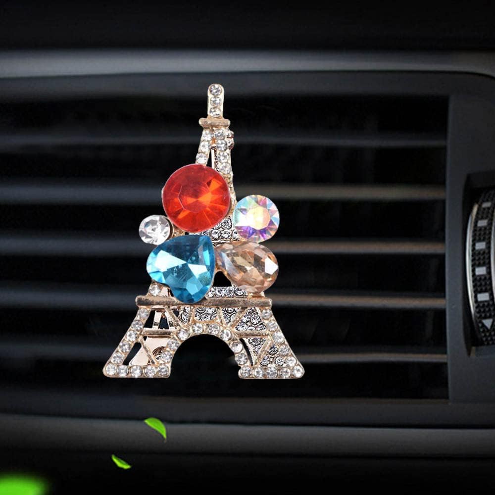 ZOSTLAND Rhinestone Car Decorative Clip,Car Air Fresheners,Iron Tower Car Air Vent Clip,Personalized Automotive Interior Decoration AccessTories,Car Decor Gift for women,Girl,man (2pcs Eiffel)