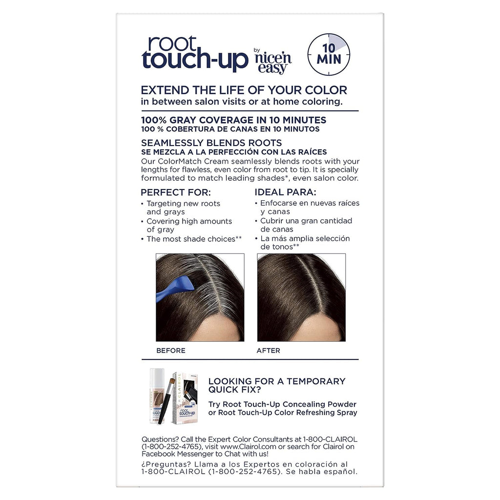 Clairol Root Touch-Up by Nice'n Easy Permanent Hair Dye, 2 Black Hair Color, Pack of 1