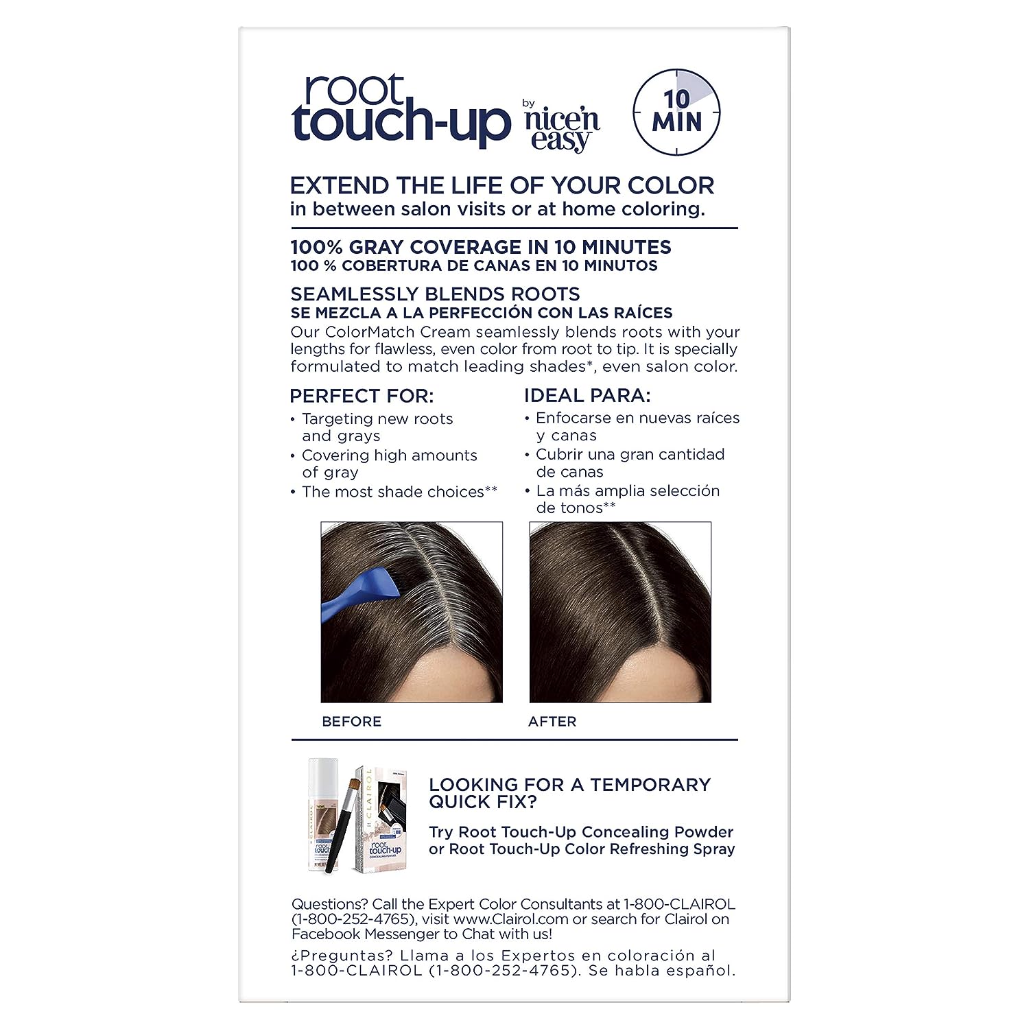 Clairol Root Touch-Up by Nice'n Easy Permanent Hair Dye, 2 Black Hair Color, Pack of 1