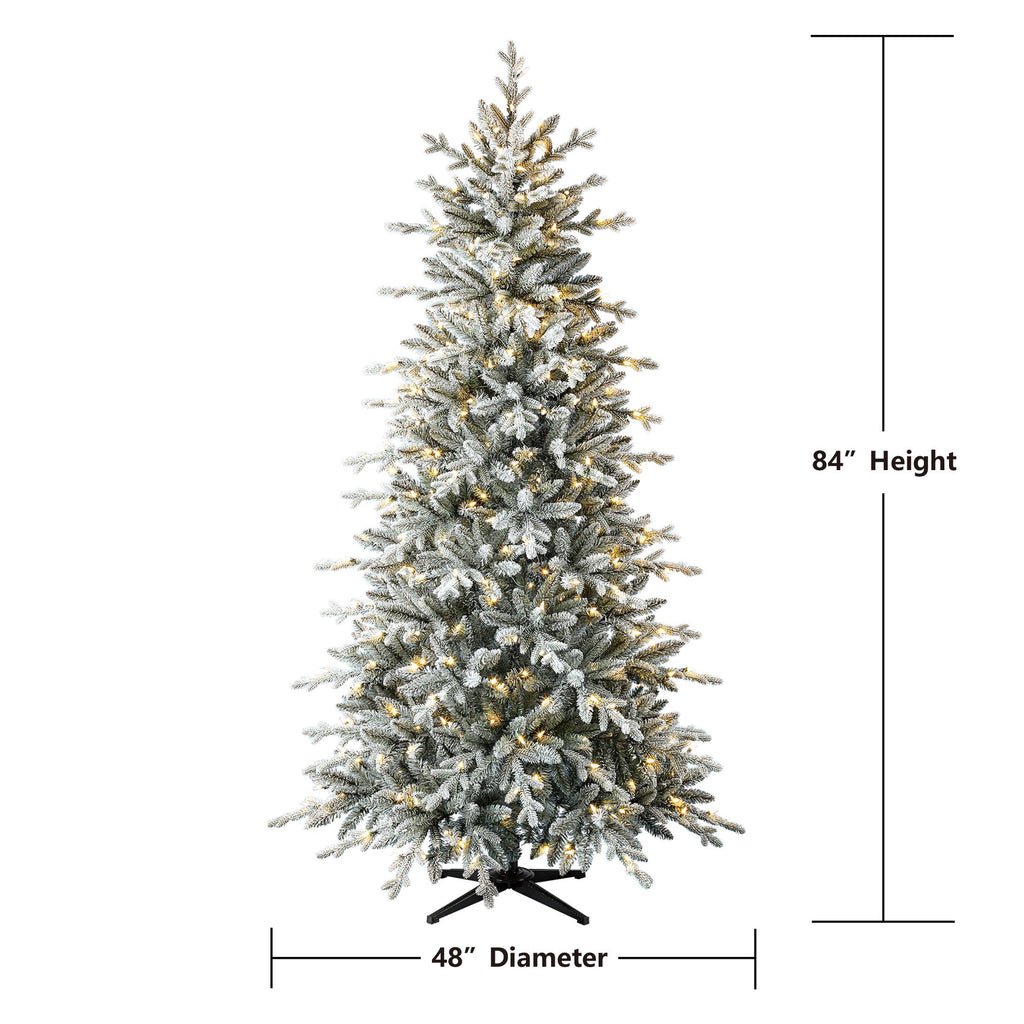 Holiday Time Prelit 350 LED Clear Lights, Hamilton Flocking Index Pine Artificial Christmas Tree, 7'