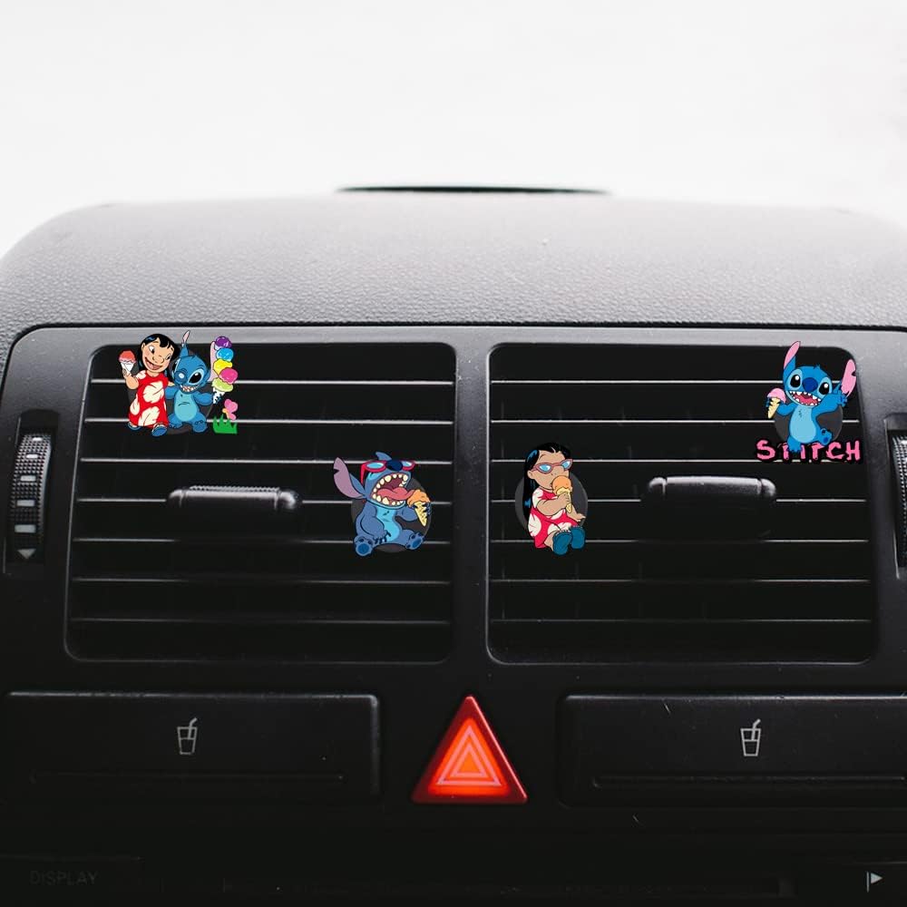 ZOSTLAND Cute Cartoon Car Air Vent Clip Decoration,Car Air Fresheners, Funny Car Vent Clip,Personalized Automotive Interior Decoration Accessories,Car Decor Gift for women,men (4pcs Stitch Ice Cream)