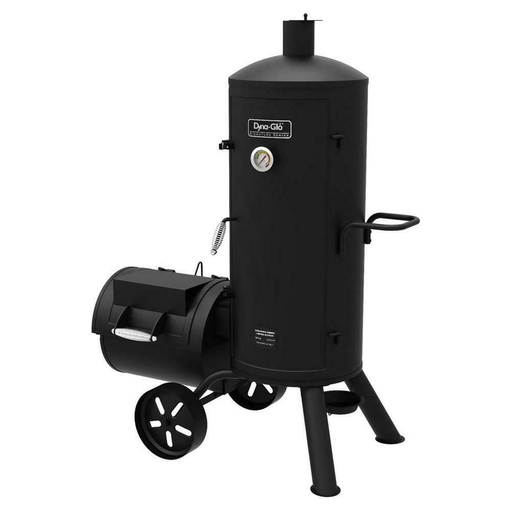 DynaGlo Signature Vertical Offset Charcoal Smoker Grill Heavy Duty Outdoor Black