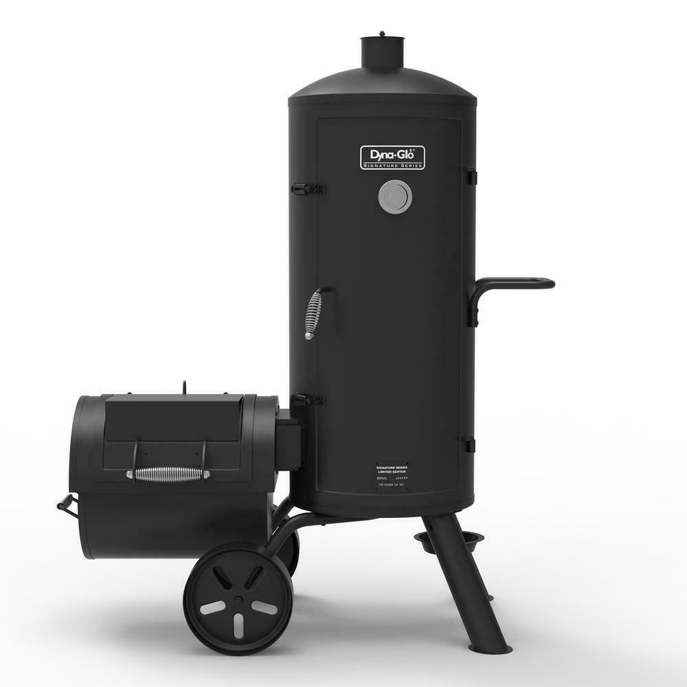 DynaGlo Signature Vertical Offset Charcoal Smoker Grill Heavy Duty Outdoor Black