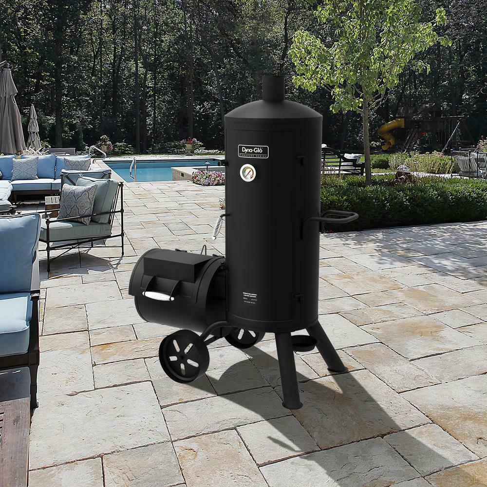 DynaGlo Signature Vertical Offset Charcoal Smoker Grill Heavy Duty Outdoor Black