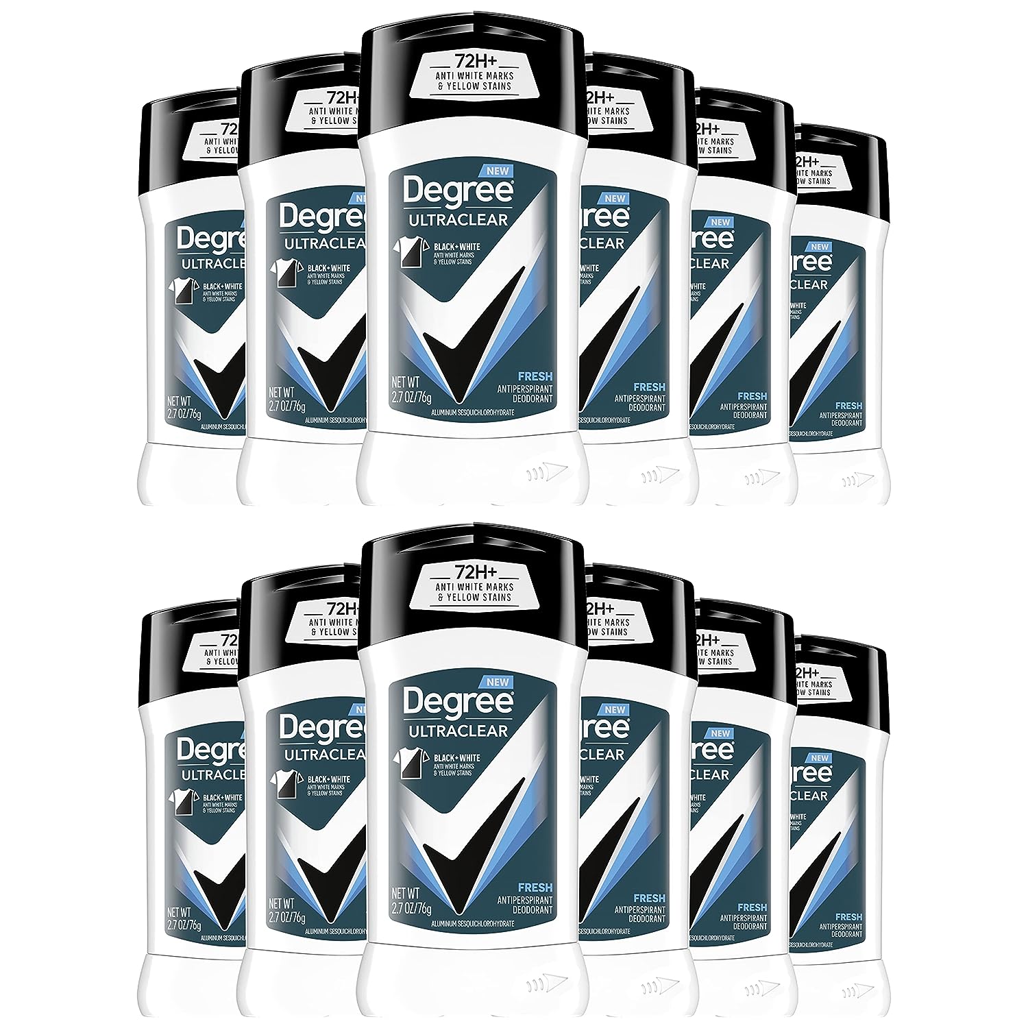 Degree Men UltraClear Antiperspirant Deodorant Fresh, Pack of 12, 72-Hour Sweat &amp; Odor Protection Antiperspirant For Men With MotionSense Technology 2.7 oz