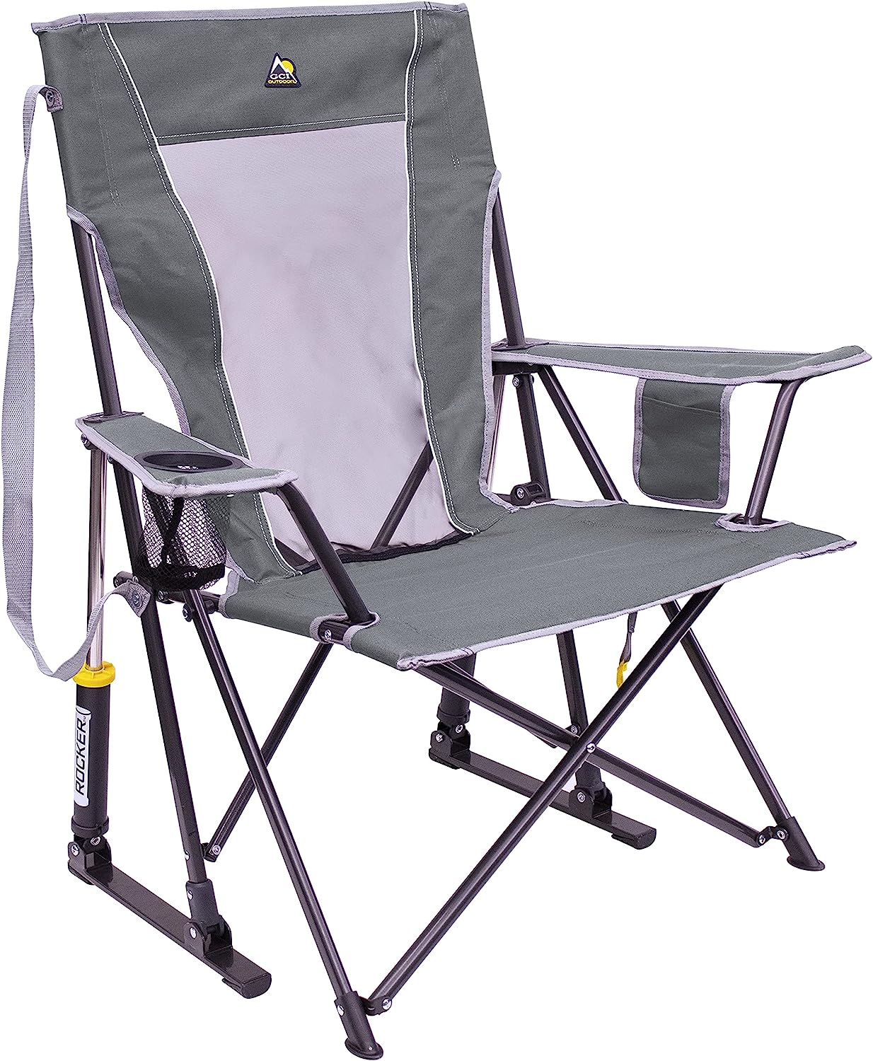 GCI Outdoor SunShade Rocker Collapsible Rocking Chair &amp; Outdoor Camping Chair With Canopy, Neptune Blue