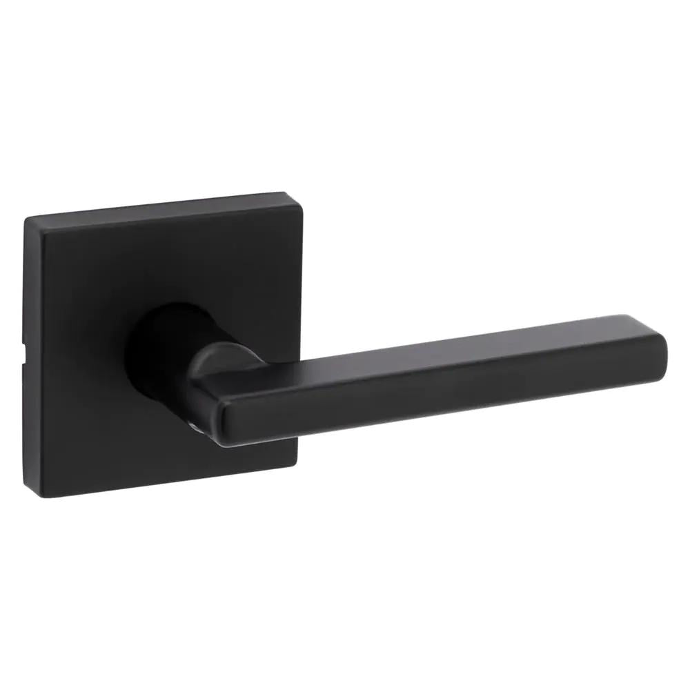 Halifax Square Matte Black Hall/Closet PassaDoor Lever