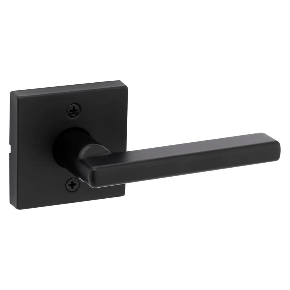 Halifax Square Matte Black Hall/Closet PassaDoor Lever