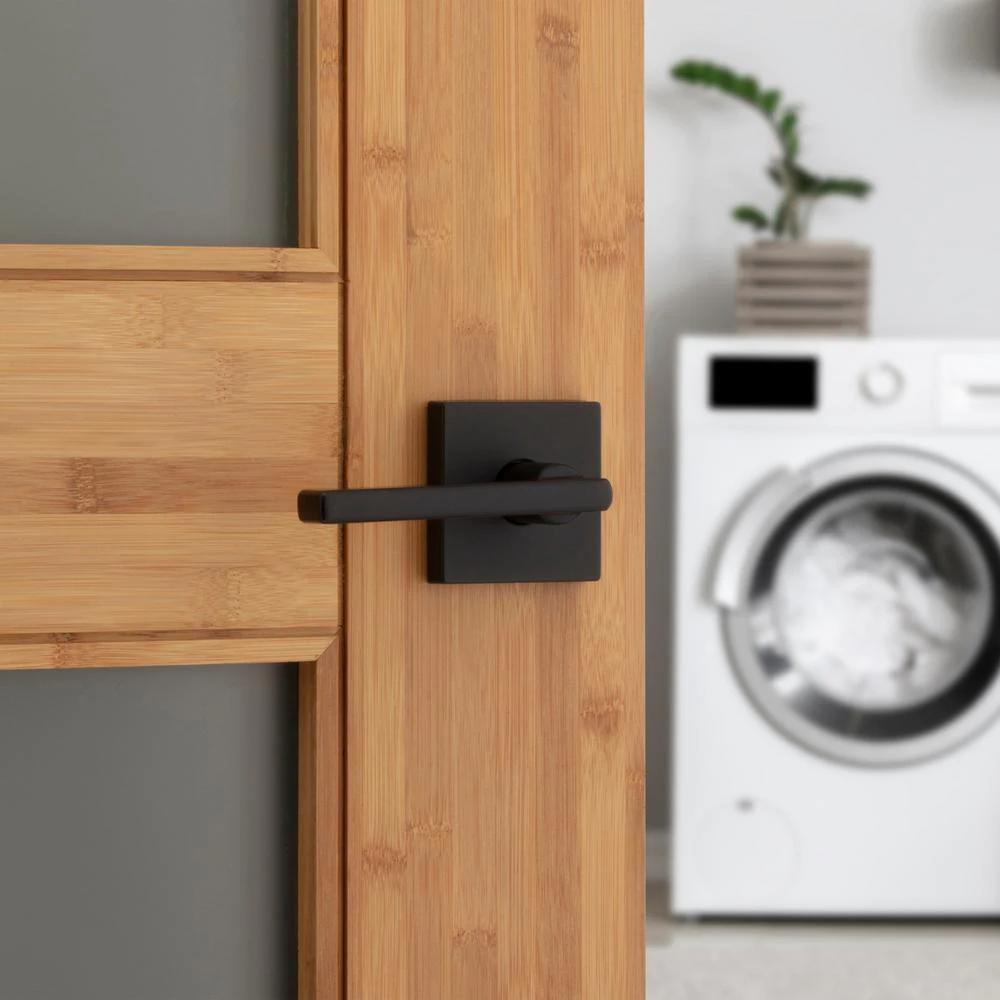 Halifax Square Matte Black Hall/Closet PassaDoor Lever