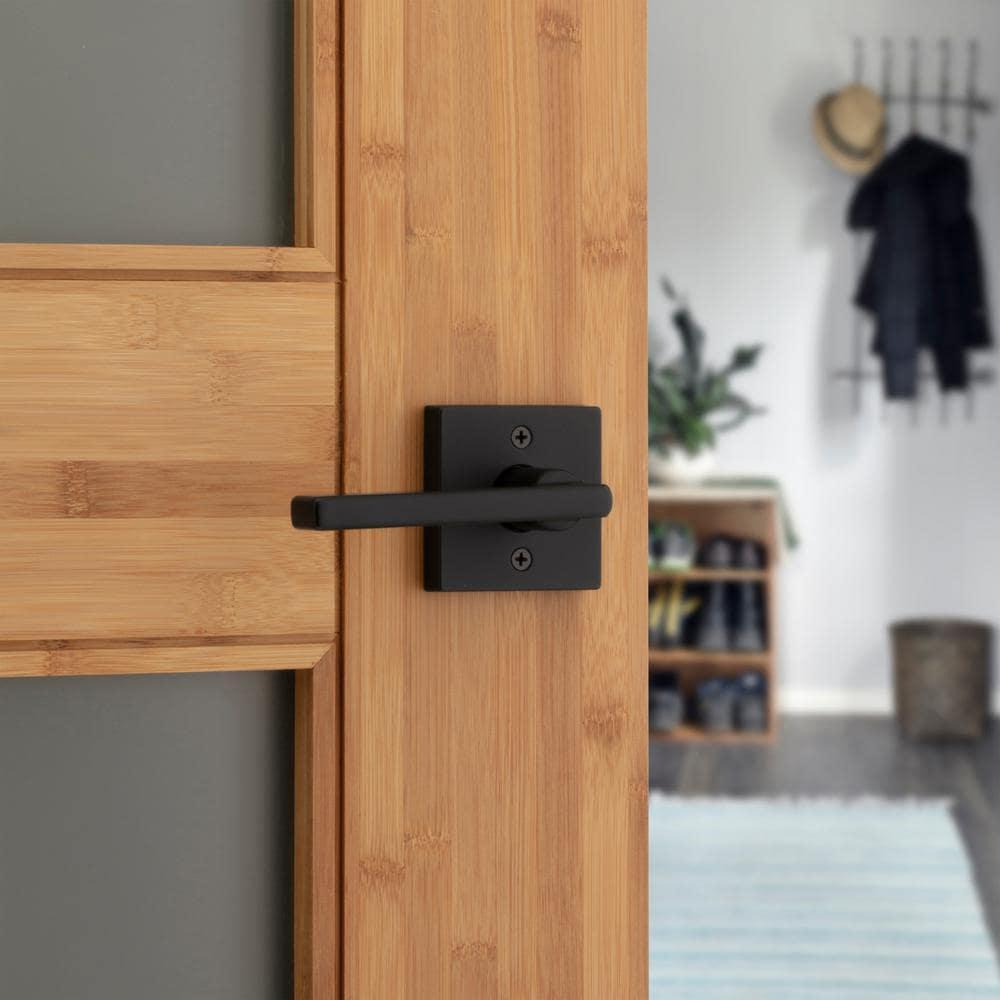 Halifax Square Matte Black Hall/Closet PassaDoor Lever