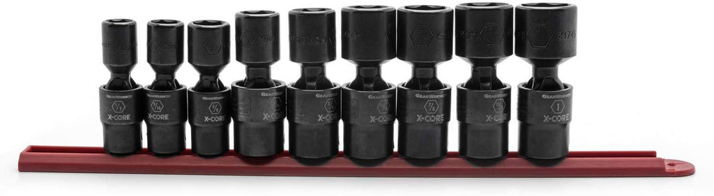 GEARWRENCH 9 Pc. 1/2" Drive 6 Point Standard X-Core Pinless Universal Impact SAE Socket Set - 84978