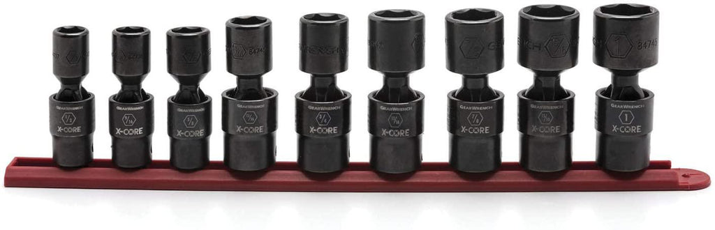 GEARWRENCH 9 Pc. 1/2" Drive 6 Point Standard X-Core Pinless Universal Impact SAE Socket Set - 84978