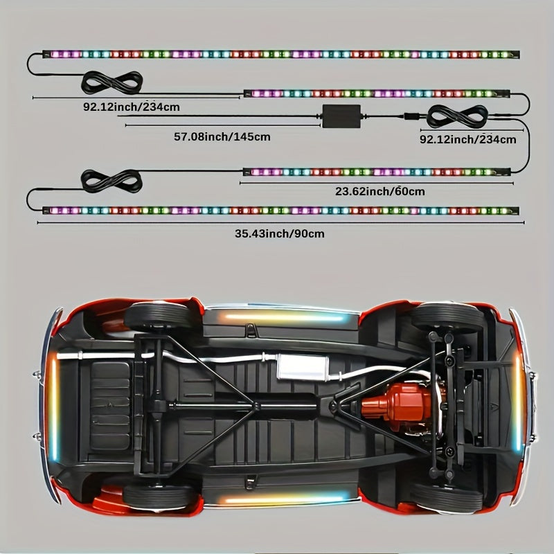 16 Million Dream Colors Chasing - Underglow Kit For Cars, SUVs &amp; Trucks With App &amp; Remote Control