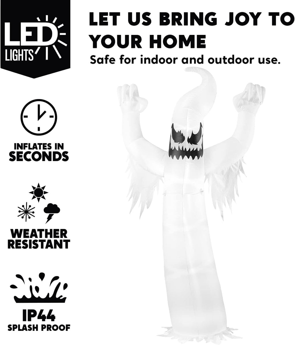 12 Ft Tall Halloween Inflatable Scary Spooky Ghost Inflatable Yard Decoration with Build-in LEDs Blow Up Inflatables for Halloween Party Indoor, Outdoor, Yard, Garden, Lawn Decorations