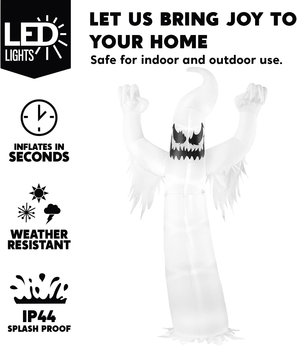 12 Ft Tall Halloween Inflatable Scary Spooky Ghost Inflatable Yard Decoration with Build-in LEDs Blow Up Inflatables for Halloween Party Indoor, Outdoor, Yard, Garden, Lawn Decorations