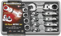 GEARWRENCH 10 Pc. 12 Pt. Stubby Flex Head Ratcheting Combination Wrench Set, Metric - 9550