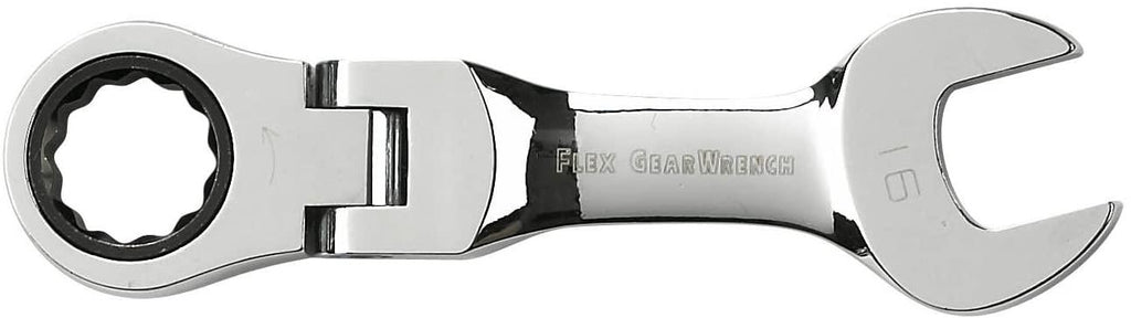 GEARWRENCH 10 Pc. 12 Pt. Stubby Flex Head Ratcheting Combination Wrench Set, Metric - 9550