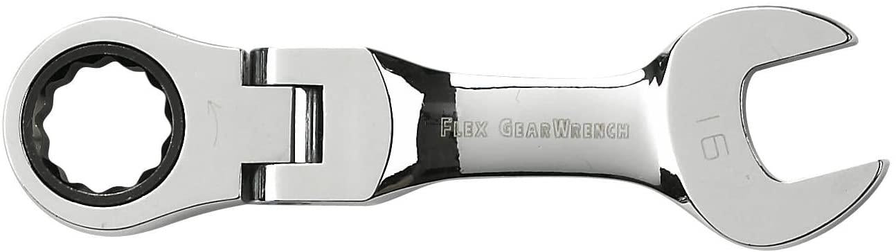 GEARWRENCH 10 Pc. 12 Pt. Stubby Flex Head Ratcheting Combination Wrench Set, Metric - 9550