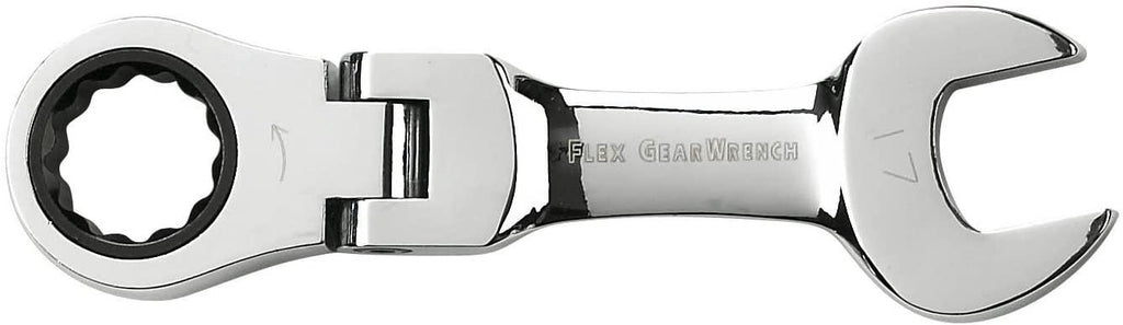 GEARWRENCH 10 Pc. 12 Pt. Stubby Flex Head Ratcheting Combination Wrench Set, Metric - 9550