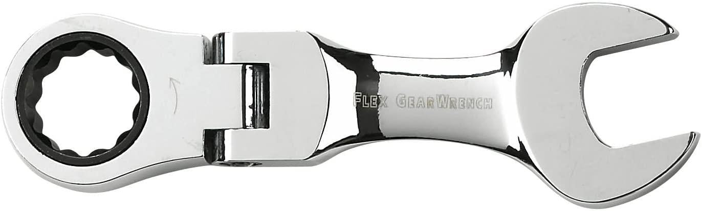 GEARWRENCH 10 Pc. 12 Pt. Stubby Flex Head Ratcheting Combination Wrench Set, Metric - 9550
