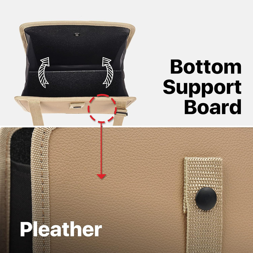 KMMOTORS Foldable Hanging Car Trash Can, Bag, bin, Vegan Leather and Oxford Clothes Organizer, Cute car Gadgets (Medium, Beige)
