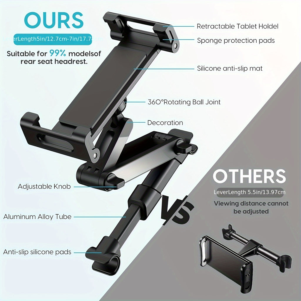 Car Tablet Holder, Headrest Tablet Mount Headrest Stand Cradle Compatible With Devices For IPad Air Mini, Other 4.7-12.9" Cell Phones And Tablets