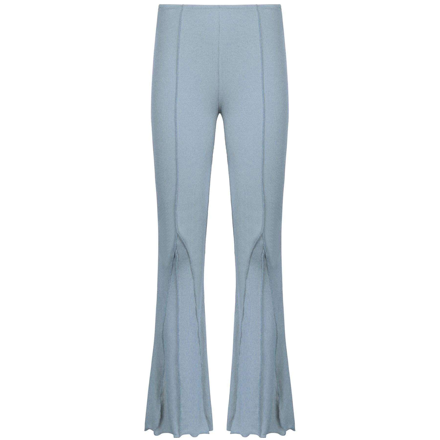 contrast flare casual pants