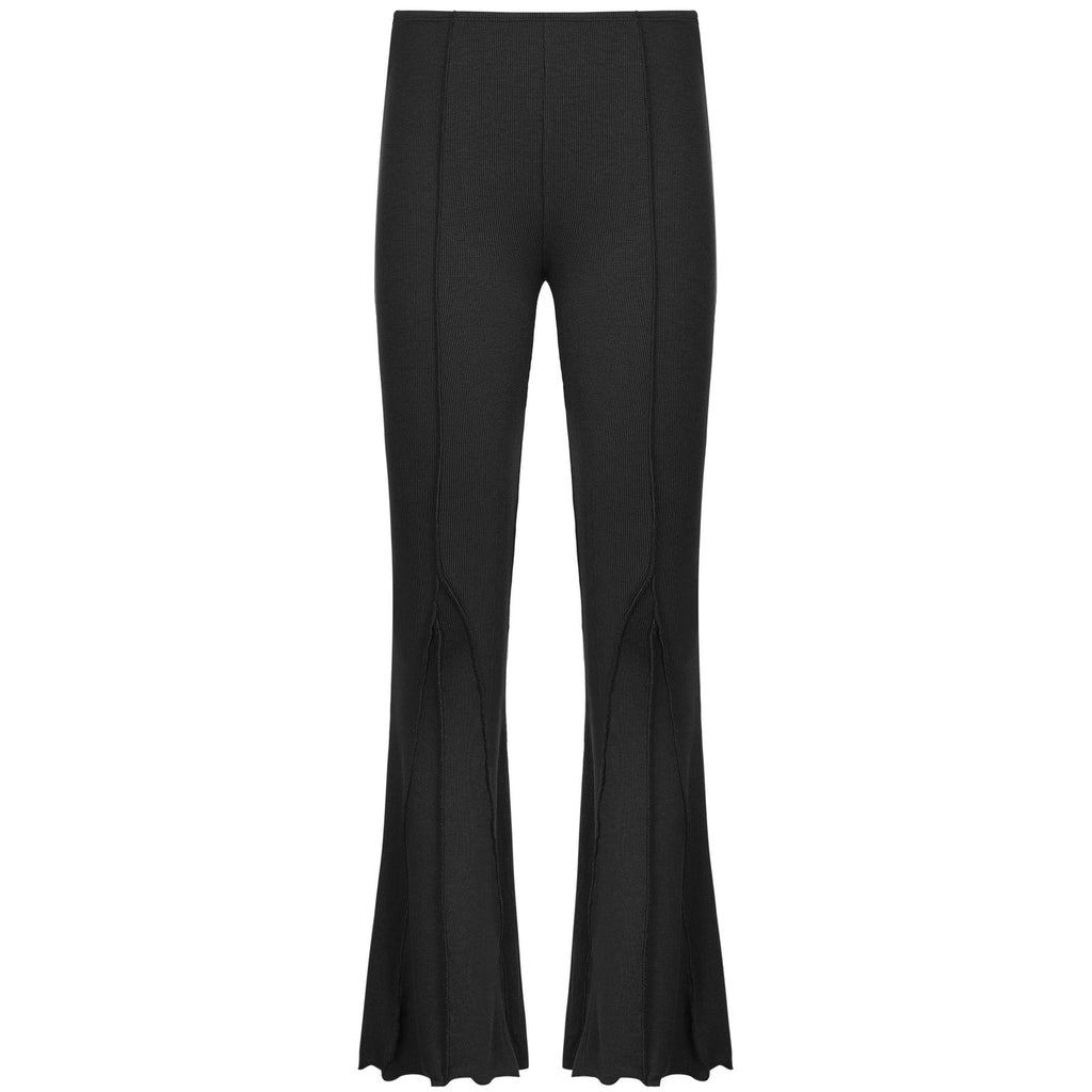contrast flare casual pants