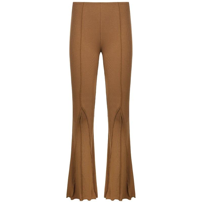 contrast flare casual pants