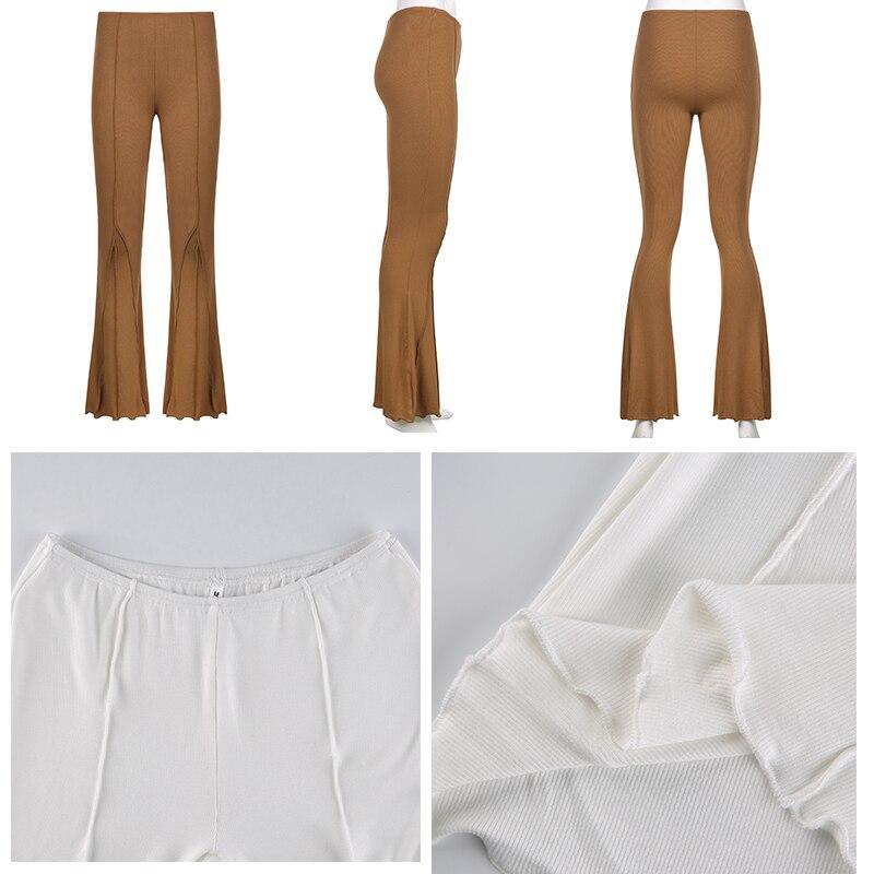 contrast flare casual pants