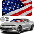 Autoamerics 1-Piece Windshield Sun Shade Grunge American Flag - 4 USA  - Foldable Car Front Window Sunshade for Most Sedans SUV Truck - Blocks Max UV Rays and Keeps Your Vehicle Cool - Small