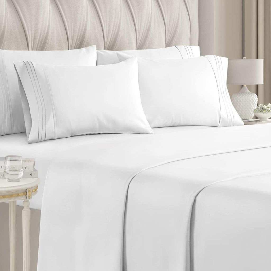 King 6 Piece Sheet Set - Breathable &amp; Cooling Bed Sheets - Hotel Luxury Bed Sheets for Women, Men, Kids &amp; Teens - Comfy Bedding w/ Deep Pockets &amp; Easy Fit - Soft &amp; Wrinkle - King White Sheets