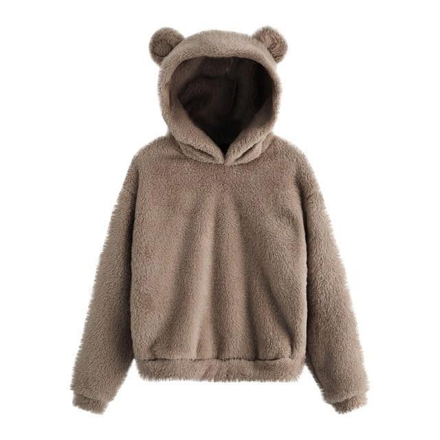 fluffy bear ear hoodie jacket