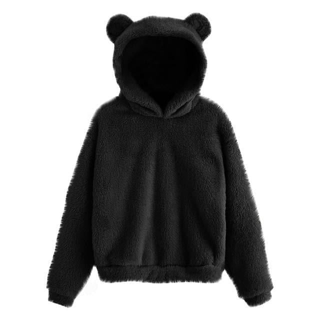 fluffy bear ear hoodie jacket