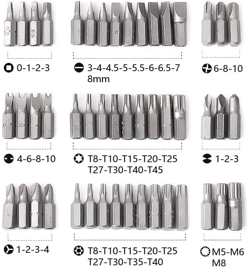 LFDHSF Screwdriver Set, 100pcs Screwdriver Security Bit Set, Torx Tamper Screws Hex Key Phillips Slotted Tri-Wing Car Repair Screwdriver Hand Tool Kit for Home Automotive