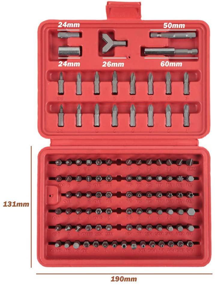 LFDHSF Screwdriver Set, 100pcs Screwdriver Security Bit Set, Torx Tamper Screws Hex Key Phillips Slotted Tri-Wing Car Repair Screwdriver Hand Tool Kit for Home Automotive