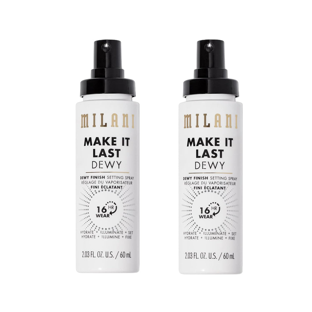 Milani Make It Last - Dewy Setting Spray 3 in 1- Hydrate + Illuminate + Set, Makeup Finishing Spray - Makeup Primer &amp; Hydrating Setting Spray - 2 Pack